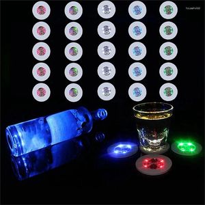 Tumblers 25 datorer LED Round Flash Cup Mat Sticker Lights For Wine Liquor Bottle Drinks Party Bar