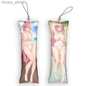 Kliny Lanyards 4x12cmgenshin Impact Yae Miko Mini Dakimakura Kreaja Śliczna anime Key Chain Decor Pendant Otaku Pakie