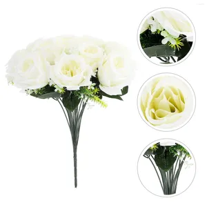 Decorative Flowers Fake Roses Artificial Cemetery Plastic Vases Arrangement Memorial Fall Wedding Decor Grave Bouquet Spring