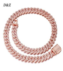 DZ Nytt guld 10mm kubansk länkhalsband isad ut kubik zirkon 4 prong halsband manliga kvinnliga smycken för present mode halsband x0509255761399