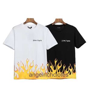 High End Designer kläder för PAA-vinklar Chao Flame Print T-shirt Löst herr och kvinnors bokstäver Kort ärm med 1: 1 Original etiketter