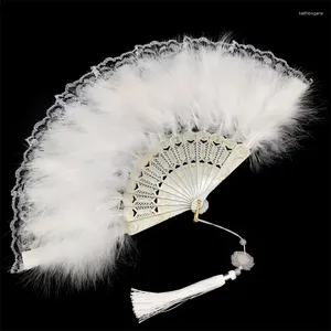 Decorative Figurines Cute Feather Folding Fan Foldable Wedding Favours Portable Personalised Lace Decoratons Supplies