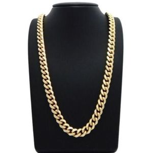 Neues Miami Cuban Link Curb Chain Box Lock 14K Gold plattiert 30 Halskette289c