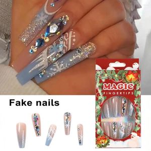 False Nails Snowflake Fallo Shiny Shince Ballet scintillante Balletto Press-On Shiltery Rhinestone Extensions for Women Home