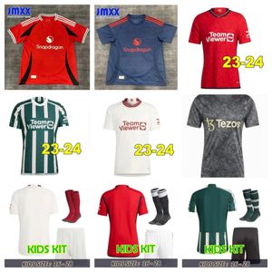 23 24 25 Jersey de futebol Bruno Fernandes Rashford Mount Football Shirts Home Away Away 3rd 2023 2024 Martial Hojlund Stone Roses Goldana GK Treinando P