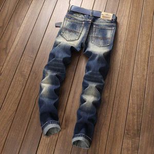 Pyy0 jeans maschi maschi streetwear pantaloni strappato pantaloni pantaloni buca rovinato motociclista ha distrutto regolarmente dritto d240417