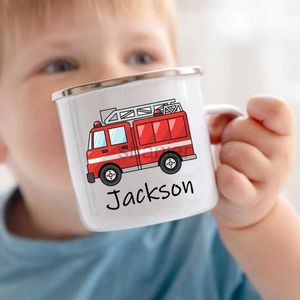 Mugs Personalized Mug for Kids Hot Chocolate Custom Car with Name Mug for Boys Kids Handle Mugs Birthday Party Favors Childrens Gift 240417