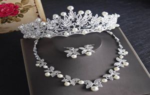 Luxuriöser Kristallblatt Bling Braut Hochzeit Schmuck Krone Halskette Ohrring Sets Quinceanera Party Schmuck formelle Ereignisse Bridal Jew5926347