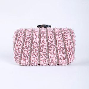 Totes Luxo Mulher Feminino Bolsa de Noturna Champagne Rosa Pérola Prata Rumas Chain ombro para mulheres bolsas de bolsas de festa de baile