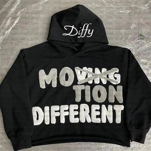 Kadın Hoodies Y2K Baskı Rhinestone Kadınlar Erkek Hip Hop Uzun Kollu Ceket Katlar Sonbahar Kış Harajuku Sıradan Gevşek Kapüşonlu Sweatshirt