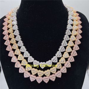 Wholesale 13mm 16" 18" 20" 22" 24 Inches Hip Hop Bling Jewelry Men Necklace Vvs Baguette Moissanite Iced Out Heart Cuban Chain