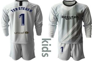 Hot 2019 2020 Youth Long Ter Stegen Portiere Maglie Kit Kit Soccer Sets #1 Ter Stegen Kid Boykeeper Jersey Uniform Sets6843819