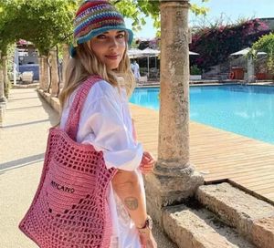 Summer Beach Raffias Womens Designer Shoulder Bag pink white Crochet tote bag luggage handbag weave Luxurys bags CrossBody Clutch travel