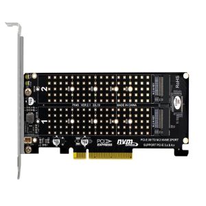 Kort Dual M.2 NVME PCIE X8 Split Card med PCIe 4.0 Support för SSD RAID Expansion Adapter på moderkort