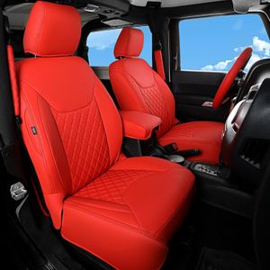 Seat Covers Full Set Durable Waterproof Leather for Pickup Truck Fit for Jeep Wrangler Unlimited 2007-2017