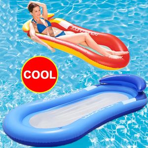 Utomhus Uppblåsbar vikbar bakre flytande rad Swimming Pool Water Hammock Air Madrass Sleeping Bed Beach Sport Loungerstol 240416