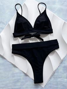 Kobiety stroje kąpielowe Seksowne środkowa talia Brazylijska wysoka noga cięta bikini kobiet żeński kostium kąpielowy Zestaw Bather Bathing Suit Swim K5497