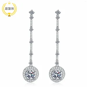 Dangle Earrings JECIRCON 925 Sterling Silver For Women Long Tassel Round Bag Moissanite Ear Pendants Simple And Suitable Daily Wear