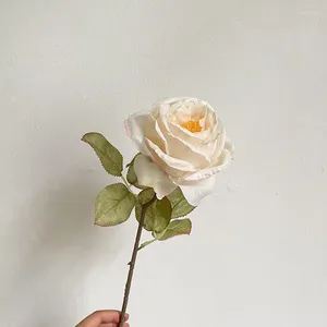 Decorative Flowers 5pcs/lot 50CM Artificial Roses Garden Wedding Silk Simulated Scorched Edge Rose Romantic