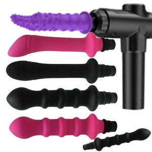 Vibradores Feminino Adaptador de armas de fáscia feminino Acessórios de massagem Cabeça para vibrador de silicone Sex Toyl2403L2404