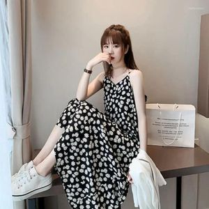 Casual Dresses Strap Floral Printed Dress 2024 Summer Long Section of Loose Woman Vestido de Mujer Femme Robe