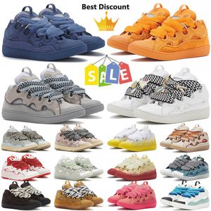 Designer Brand Top Quality Men Women Leather Curb Sneakers Emed Calfskin Stripe Stretch Cotton Low S Mens Flat Bottoms Rubber Loafers Shoes
