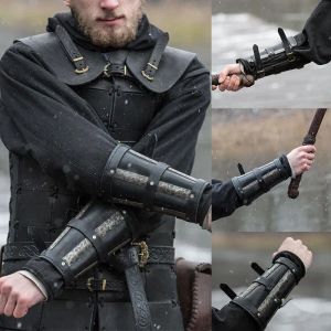 Gloves Fingerless Gloves Medieval Prop Actor Rivet Leather Patchwork Wrist ProtectionFingerless