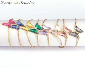 10st Ny ankomst Crystal Butterfly Armband Femme Copper Gold Color Chain Charm Armband för kvinnliga flickor smycken 2103231140899