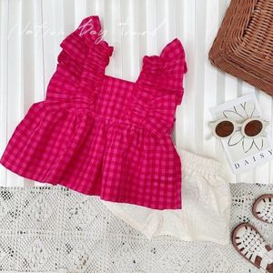 Kläder set flicka baby set sommar 2024 barns stil flickas fashionabla söta mjuka rosa tvådelar kläder