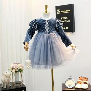 Girl Dresses Performing Princess Children's Western Girls' Fluffy Yarn Fashionable High-end Dresses.