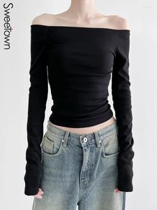 女性のTシャツは韓国のファッションスリムなセクシーなクロップドシャツの女性服