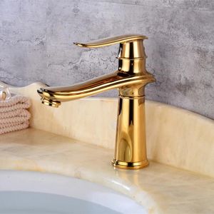 Torneiras de pia do banheiro Modern Bacia de bronze dourada escovada Model