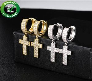 Modne kolczyki dla kobiet męskie biżuteria biodro desinger nurkowane kolczyki Diamond Cross Cross Carring Big Hoop Out Bling Charms ACCES8476025