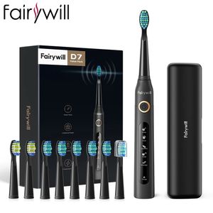 Fairywill D7 Sonic Electric Zahnbürsten für Erwachsene Kinder 5 Modi Smart Timer wieder aufladbar 8 Super -Whitening -Zahnbürstenköpfe 240409