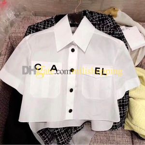 Camicia da donna blusa femminile womens mandion solute lettere a colore stampato grafico camicie a maniche corta casual semplici pulsanti cardigan atmosferici