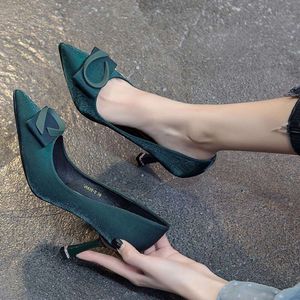 Dams Summer Footwear Evening Shoes For Women 2024 Green High Heels Pointed Toe Sexy On Heeled Pumps Beau idag äkta Mark E