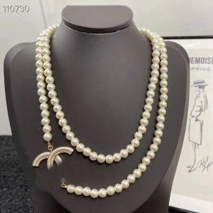 Pendant Necklaces Letter Pendant Necklaces Gold Brand Plated Crysatl Pearl Rhinestone Sweater Necklace for Charm Women Wedding Party Jewerlry Accessories