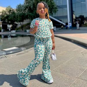 Roupas conjuntos de roupas para crianças roupas meninas estampas de flor curta de manga curta Tops calças de calça infantil casual por 2-7 anos