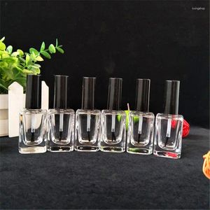 Storage Bottles 15ml Empty Nail Polish Bottle With Brush Inside Square Shaped Clear Container Tube Makeup Tool F20241625