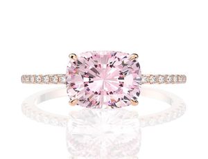 18K Roségold Pink Sapphire Diamond Ring 925 Sterling Silber Party Ehering -Ringe für Frauen Fein Schmuck246t3951626