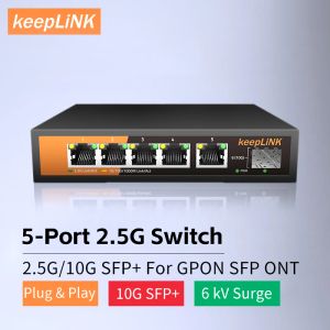 Anahtarlar 5 bağlantı noktalı 2.5G'li Ethernet 1 bağlantı noktası 10g SFP+ yönetilmeyen fiş ve oynat