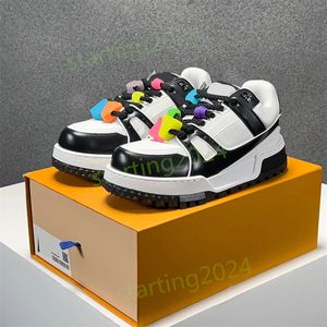 Designer Freizeitschuh Luxus -Trainer Maxi Sneaker Herren Frauen Dicke Textile Bunte Perlen Sneaker Grüne Schwarz weiße Mode Leder übergroße Doppel -Turnschuhe T17