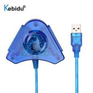 Kabel Kabel Kabbu Blue Triangle USB Controller Gamepad Adapter -Konverterkabel für PlayStation 2 PS1 PS2 JoyPad an PC -Spiele Dual -Ports