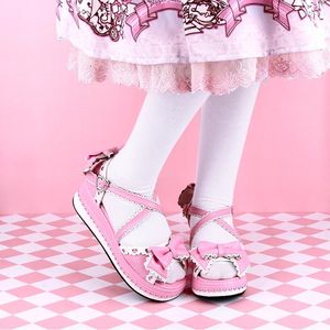 Платье обуви, пряжка сладкая девочка, женщина каваи чайная вечеринка японская милая аниме лолита харуджуку косплей женские сандалии платформы
