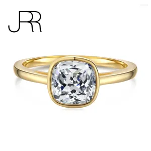 Cluster Rings JRR 925 Sterling Silver Crushed 7 7mm Round High Carbon Diamonds Gemstone Wedding Ring Ankomst Fina smycken