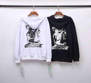 Men039s Tshirts Off Fashion 20FW White Style New Back Kiss Drukowane Terry Hoodie4250737