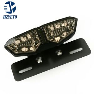 Iluminação iluminação hzyeyo iluminação fumada+motocicleta vermelha portátil freio led integrado+sinais de giro