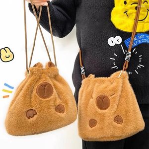 Bolsas de armazenamento 2024 Capybara Plush bolsa de bolsa desenho animado mochila mochila mochila Capibara bolsa papelaria menino meninas presentes de aniversário