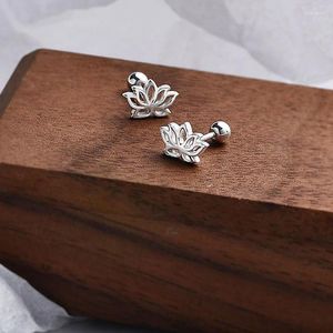 Stud Earrings Trendy Silver Color Tiny Lotus Flower Elegant Hollow For Women Girl Gift Fashion Jewelry Dropship Wholesale