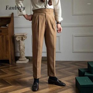 Men's Pants 2024 Autumn Winter Business Fashion Thickened Warm Solid Color Suit Trousers Casual All-match Pencil For Men